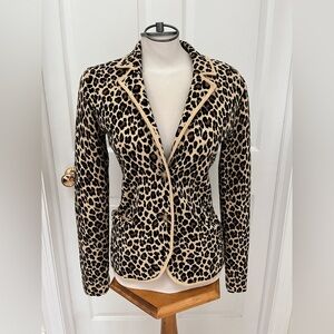Nordstrom 1901 Sweater Blazer Cheetah Animal Print Womens Tan Black Size S